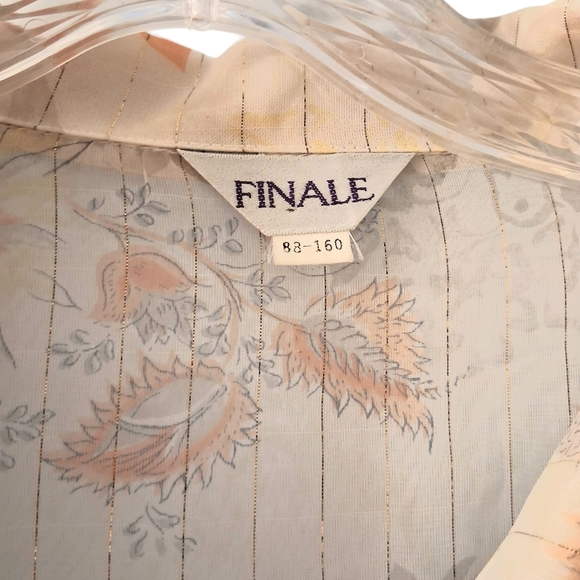 SALE EUC Womens FINALE Sz. M Off-white/Orange Floral Long Sleeve Sheer Blouse - Picture 4 of 13